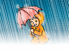 雨の強さを説明するための補足イラスト　激しい雨